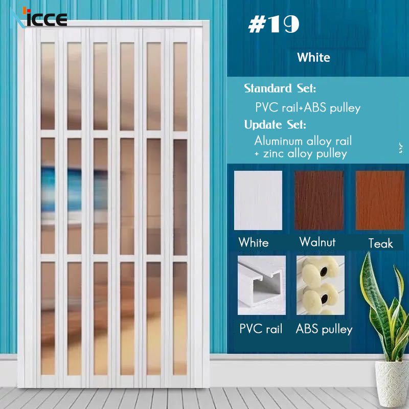 Customize Home sliding door bathroom PVC folding door kitchen room aluminum alloy slide rail multi-function partition