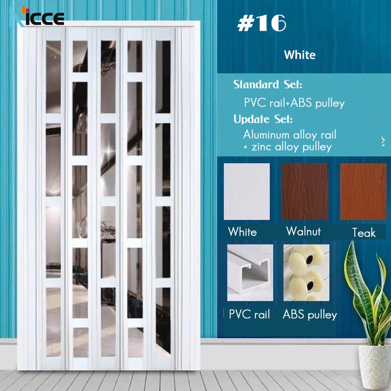 Customize Home sliding door bathroom PVC folding door kitchen room aluminum alloy slide rail multi-function partition