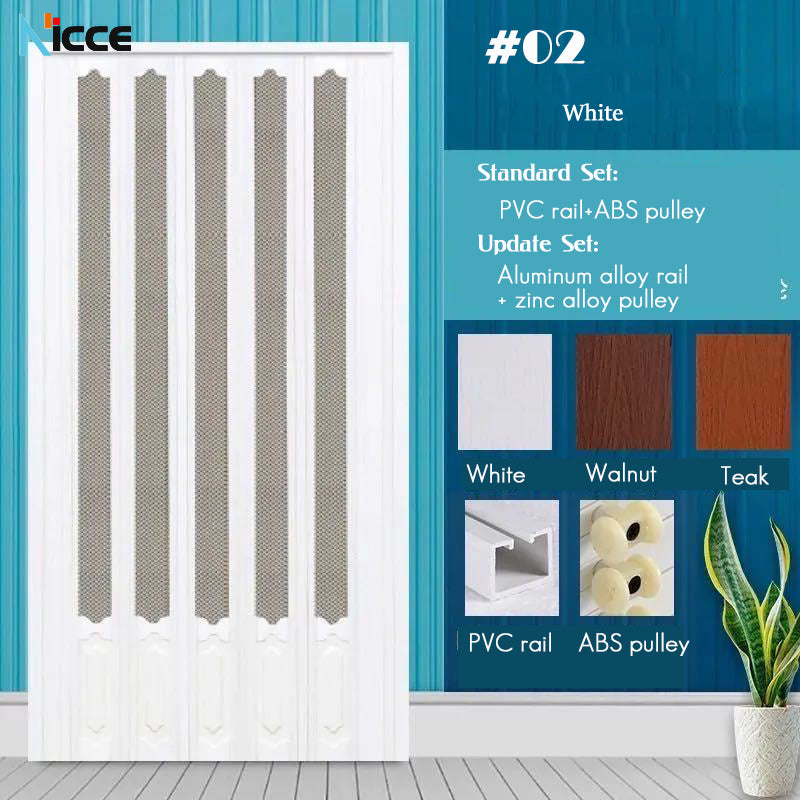 Customize Home sliding door bathroom PVC folding door kitchen room aluminum alloy slide rail multi-function partition