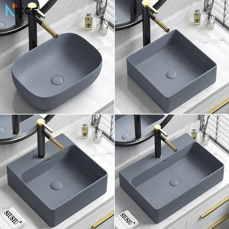 Household ceramic washbasin business gray multi-size round square above counter basin