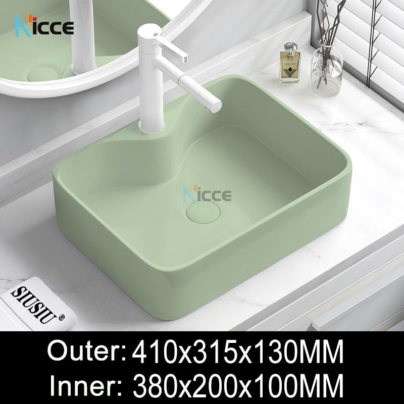 Nordic simple luxury bathroom ceramic countertop basin washing basin hotel balcony outdoor toilet art porcelain green sink