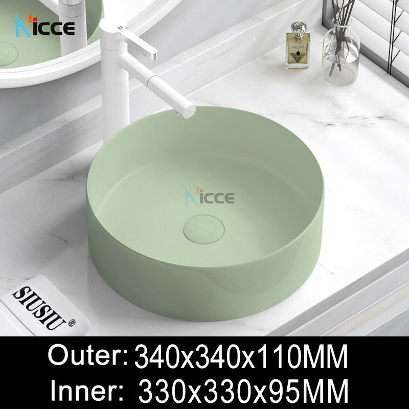 Nordic simple luxury bathroom ceramic countertop basin washing basin hotel balcony outdoor toilet art porcelain green sink