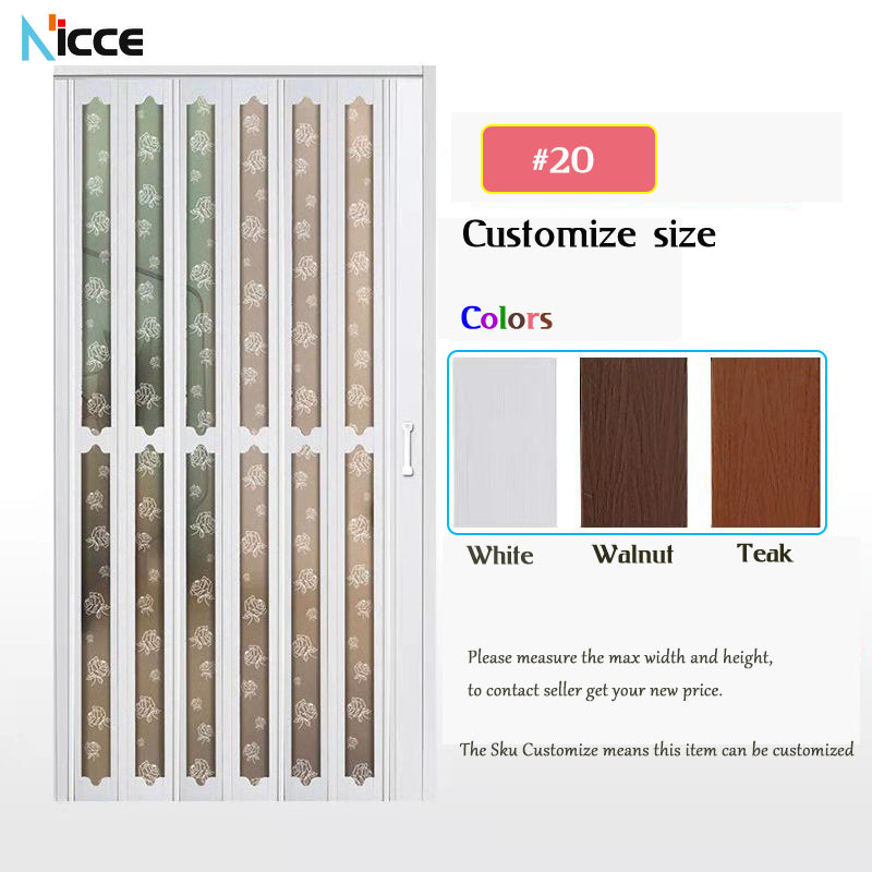 Customize Home sliding door bathroom PVC folding door kitchen room aluminum alloy slide rail multi-function partition