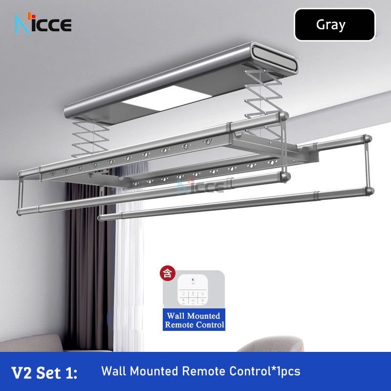 Home smart dry pole retractable aluminum alloy can be hot and cold air-dried ultraviolet disinfection hanging drying rack balcony with lights indoor drying shelf