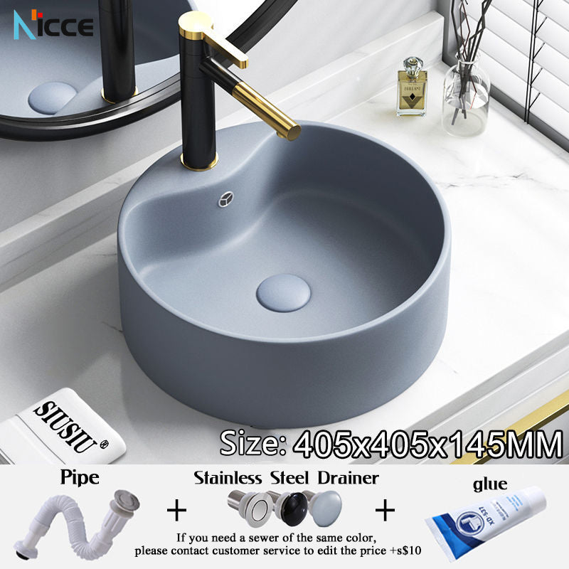 Household ceramic washbasin business gray multi-size round square above counter basin