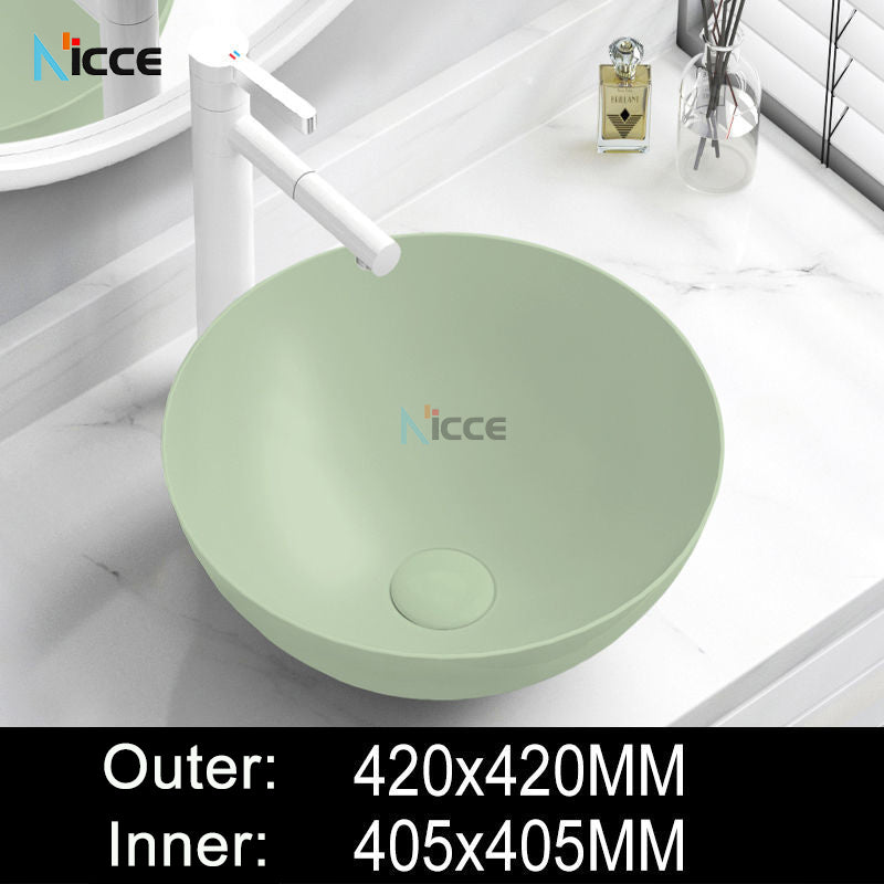 Nordic simple luxury bathroom ceramic countertop basin washing basin hotel balcony outdoor toilet art porcelain green sink