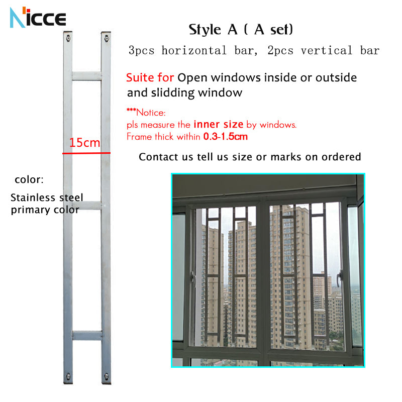 Customize home multifunctional window fence 3pcs thickened aluminum alloy punch-free safety guardrail sliding window