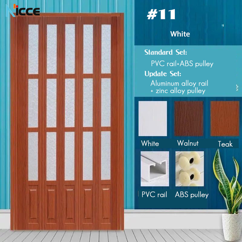 Customize Home sliding door bathroom PVC folding door kitchen room aluminum alloy slide rail multi-function partition