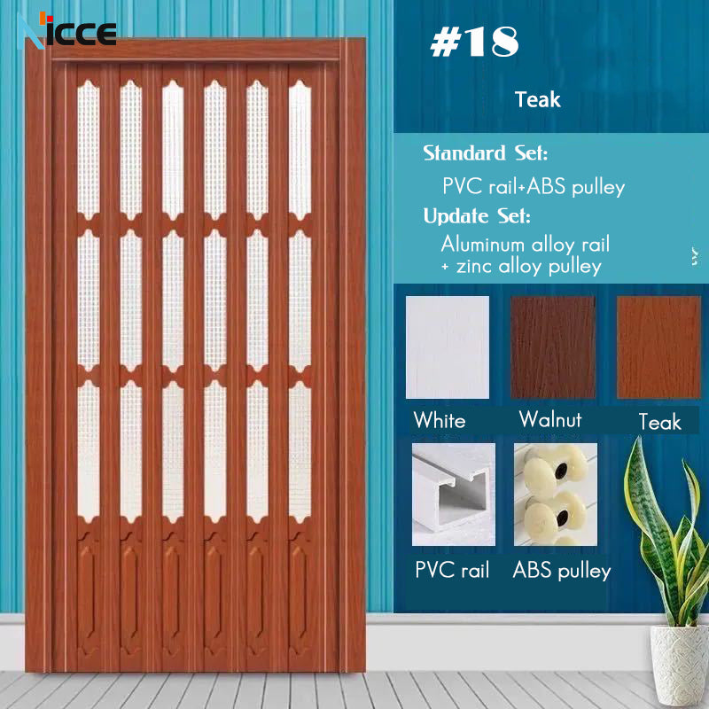 Customize Home sliding door bathroom PVC folding door kitchen room aluminum alloy slide rail multi-function partition