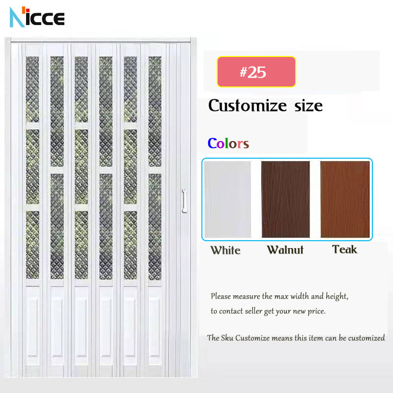 Customize Home sliding door bathroom PVC folding door kitchen room aluminum alloy slide rail multi-function partition