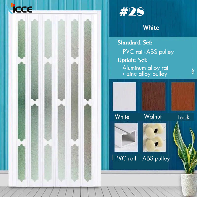 Customize Home sliding door bathroom PVC folding door kitchen room aluminum alloy slide rail multi-function partition