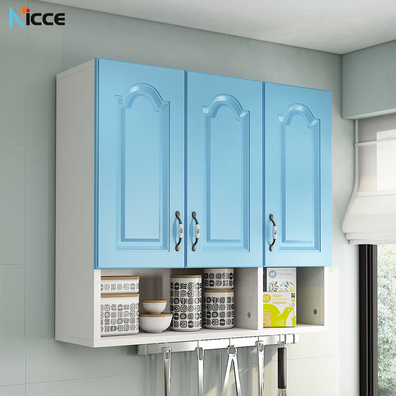 Nordic household kitchen hanging cabinet wall-mounted large-capacity deepened 38cm storage locker environmental protection plate open cabinet