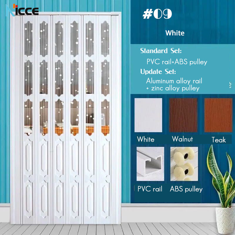 Customize Home sliding door bathroom PVC folding door kitchen room aluminum alloy slide rail multi-function partition