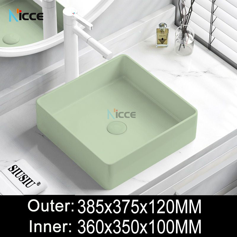 Nordic simple luxury bathroom ceramic countertop basin washing basin hotel balcony outdoor toilet art porcelain green sink