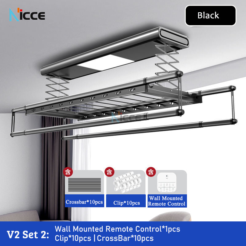 Home smart dry pole retractable aluminum alloy can be hot and cold air-dried ultraviolet disinfection hanging drying rack balcony with lights indoor drying shelf